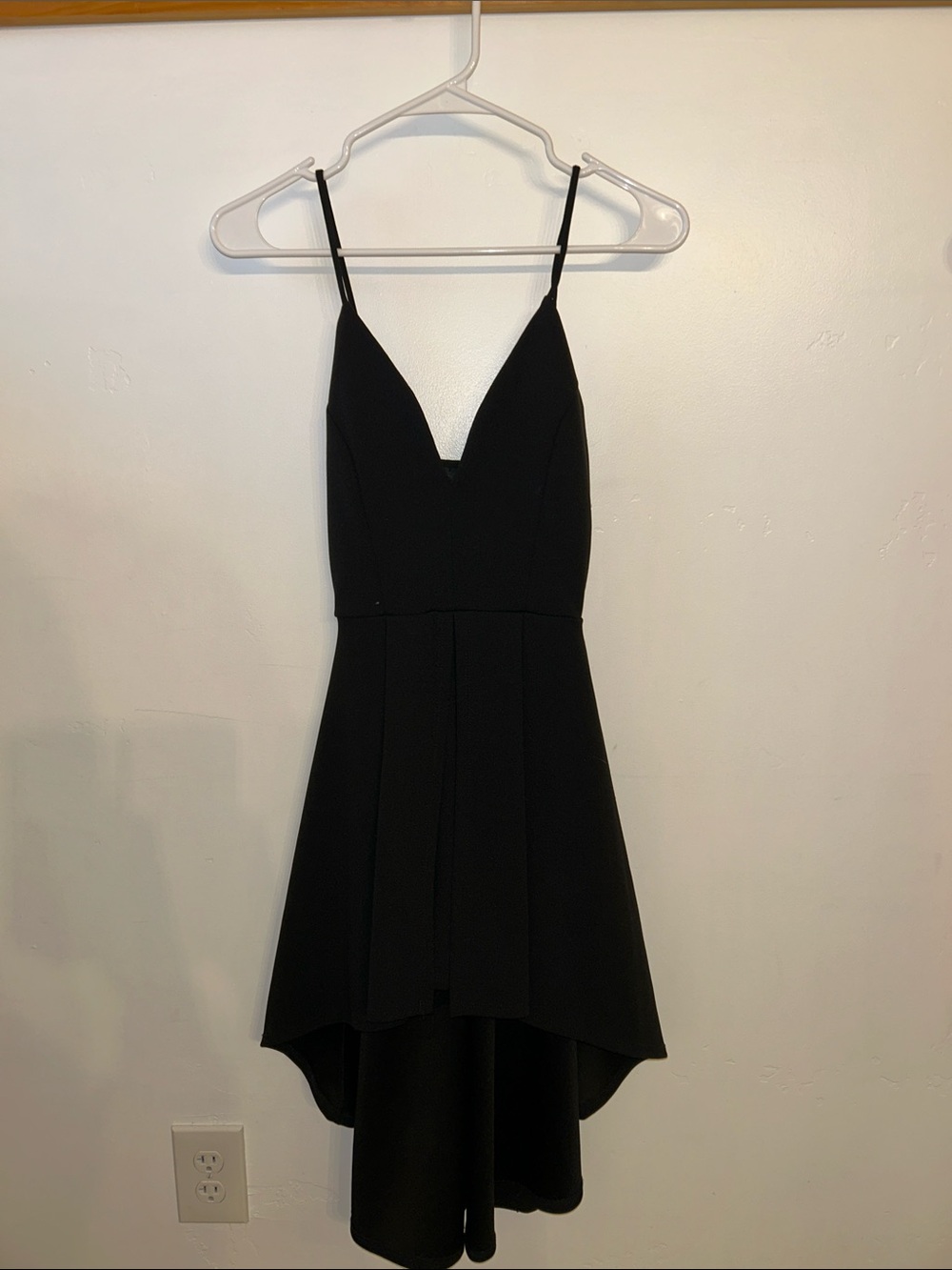 Windsor Black Spaghetti-Strap High-Low Dress with. Built in shorts